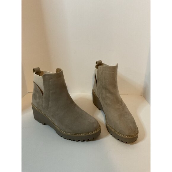 Dolce Vita Tan Pull On Rango Faux Suede Wedge Ankle Boot Booties Size 9 - Picture 2 of 6